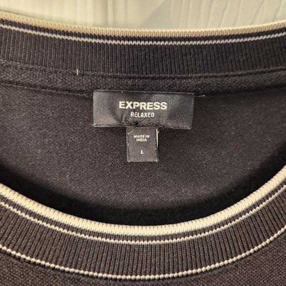 Black Express Relaxed Large Tee with White Trim - Picture 3 of 7